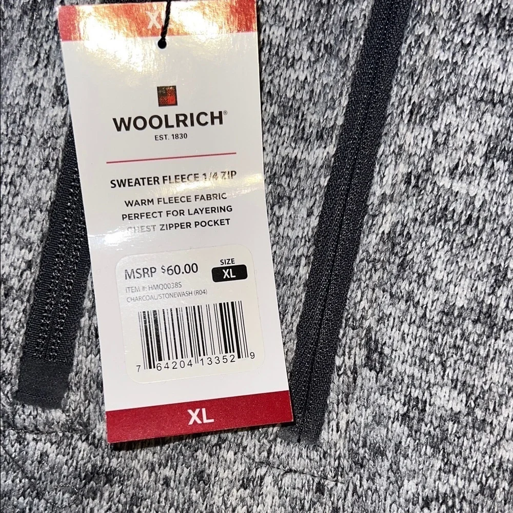 Woolrich Men's Zip-Up Sweater in Gray and Black XL